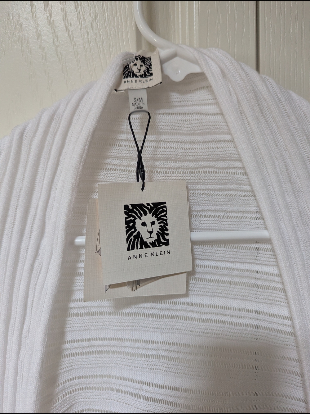 Anne Klein White Ribbed Duster Cardigan - Picture 2 of 3